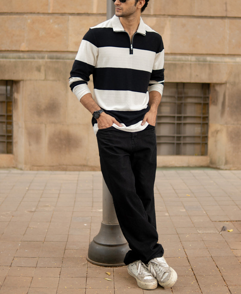 Black Lightweight Striped T-Shirt