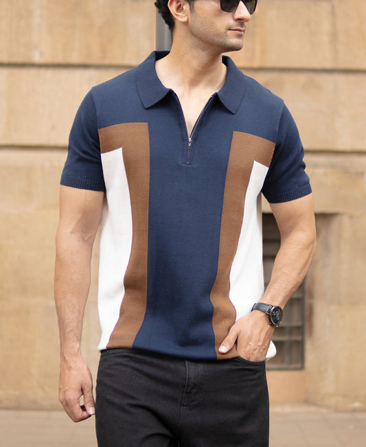 Multicolour Striped Polo T-Shirt