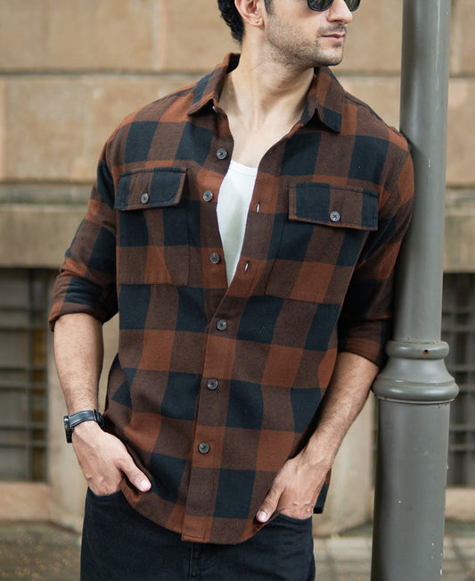 Brown And Black Checks Shirt