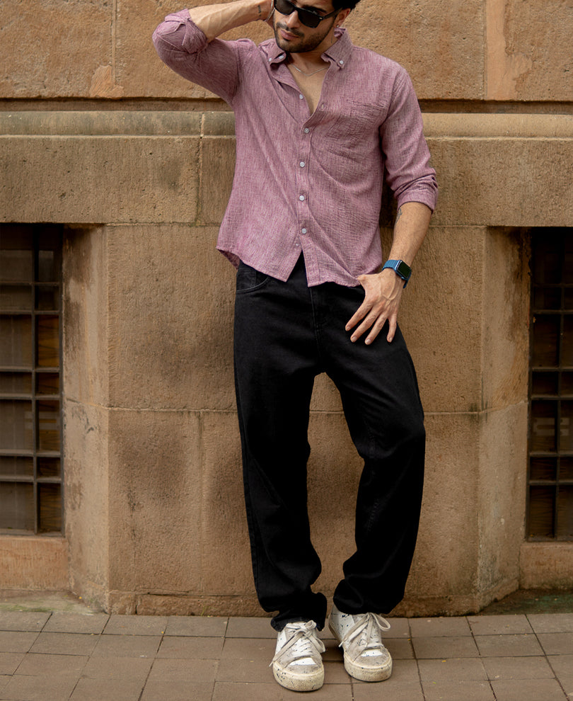 Mauve Slub Textured Shirt