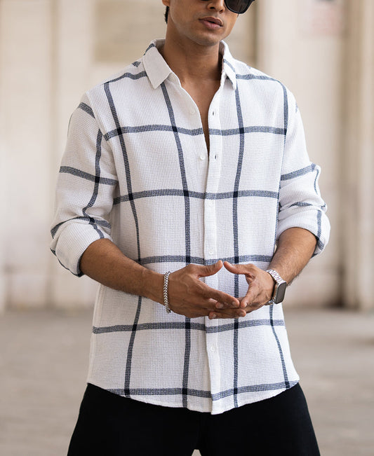 Navy Structure Check Shirt