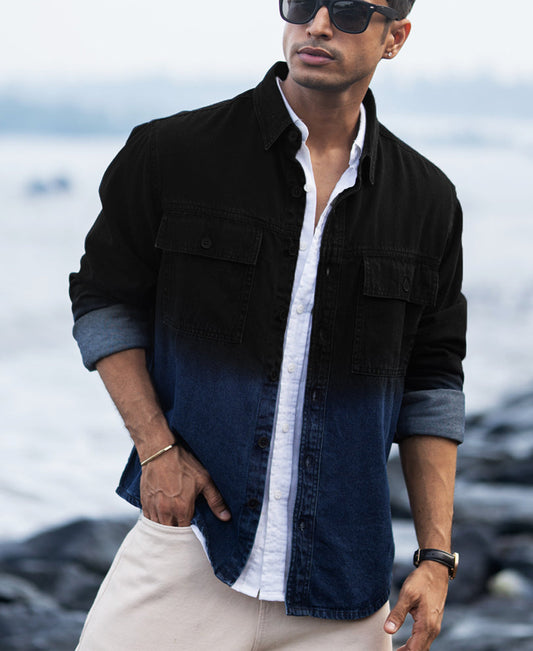 Black Ombre Denim Shirt