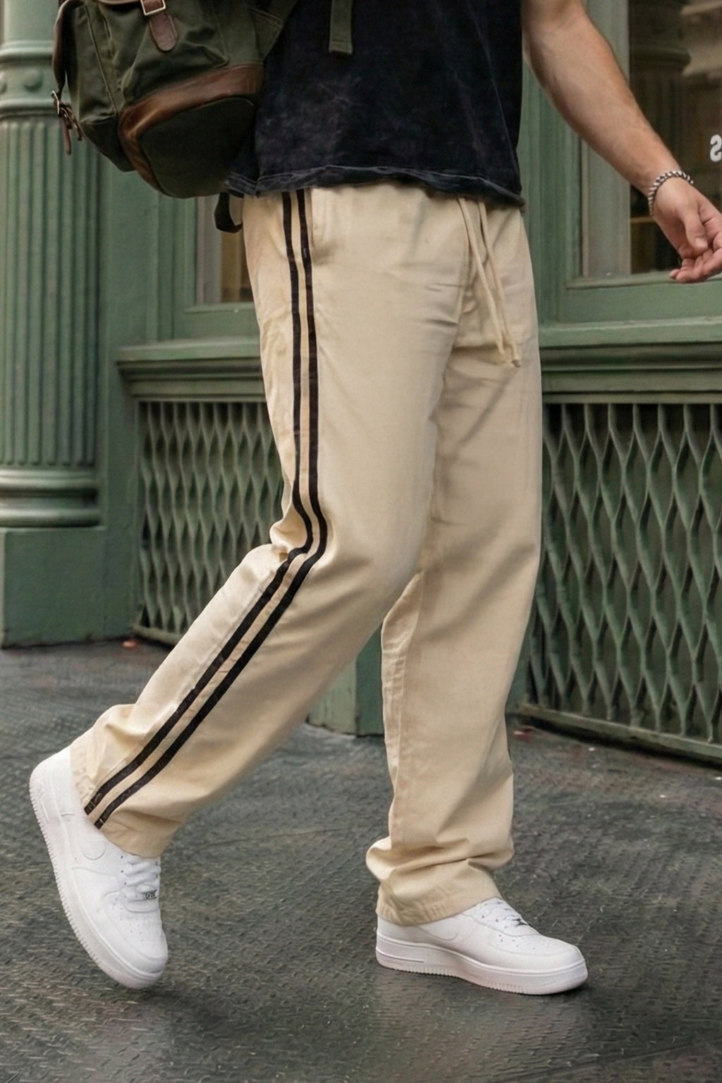 Nothing Impossible Beige Side Stripe Knitted Cargo