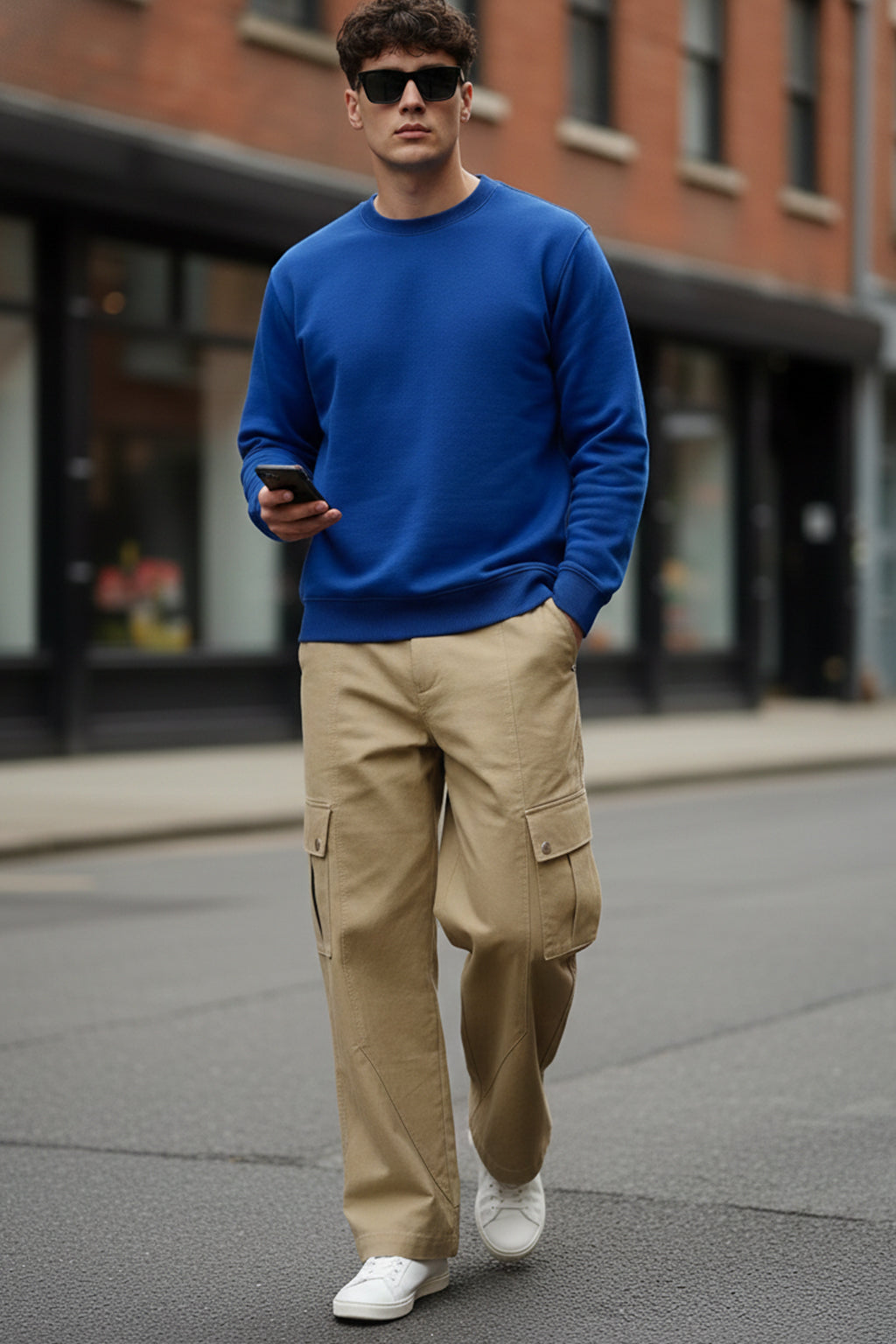 Beige Woven Relaxed Fit High-Rise Exclusive Cargo Pant