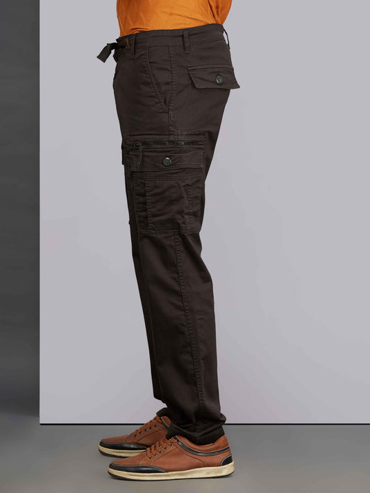 Zip Pocket Stretchable Olive Cargo