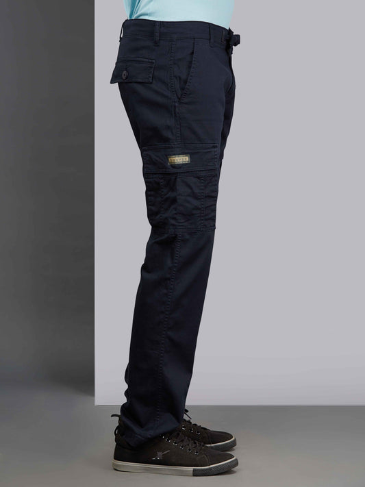 Zip Pocket Stretchable Navy Cargo