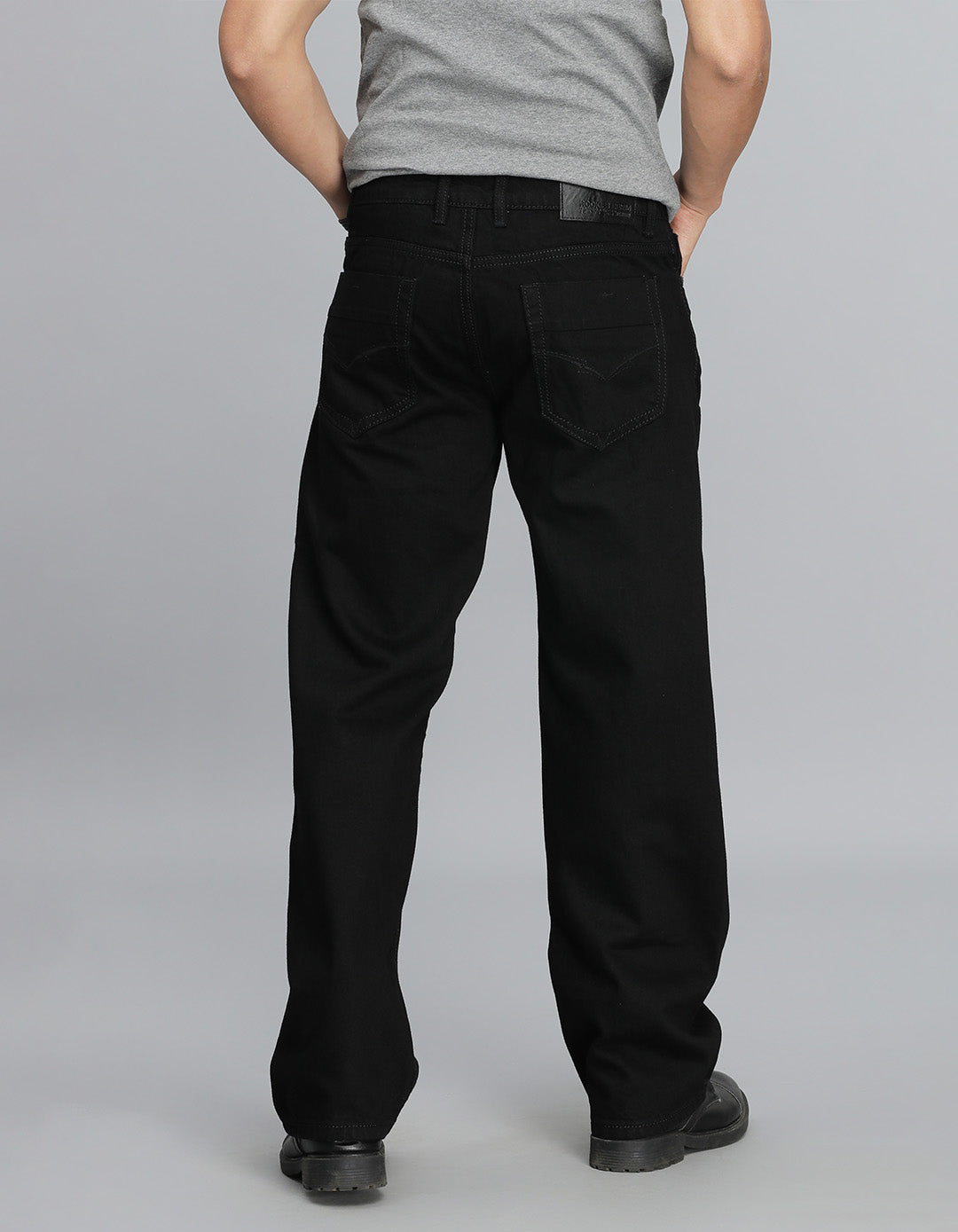 Black 5 Pocket Midrise Loose Fit Jeans