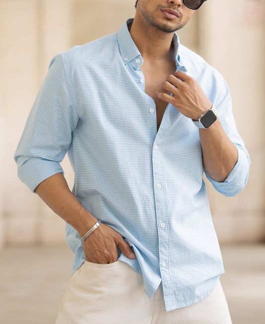 Blue Micro Checked Shirt