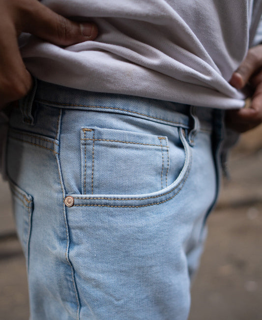 Ice Blue Regular Fit Denim Jeans