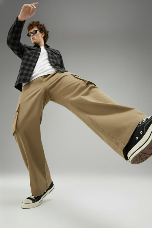 Beige Flap Pocket Woven Exclusive Cargo Pant