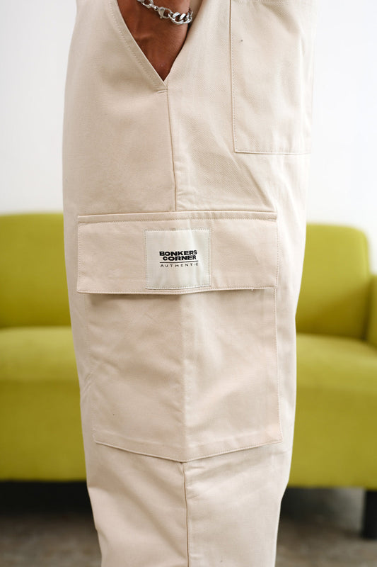 Off White Cargo With Utility Pockets
