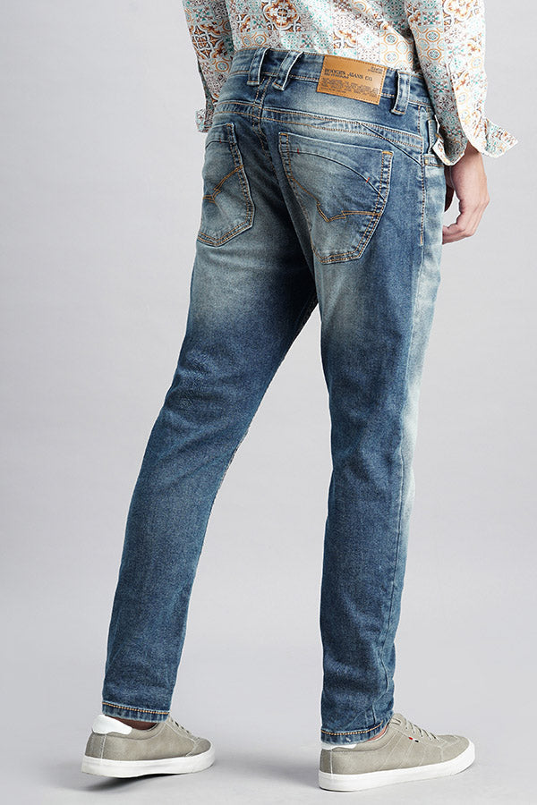 Med Blue 5 Pocket Low-Rise Ankle Length Jeans