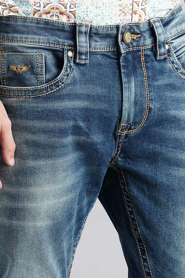 Med Blue 5 Pocket Low-Rise Ankle Length Jeans