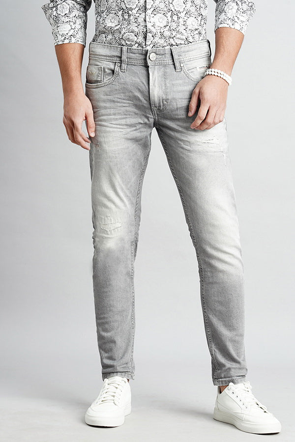 Med Grey 5 Pocket Low-Rise Ankle Length Jeans