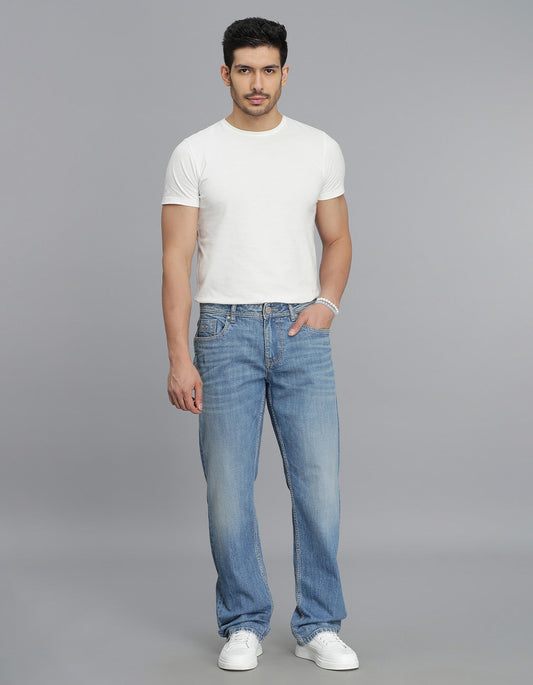 Med Blue 5 Pocket Midrise, Comfort And Straight Fit jeans