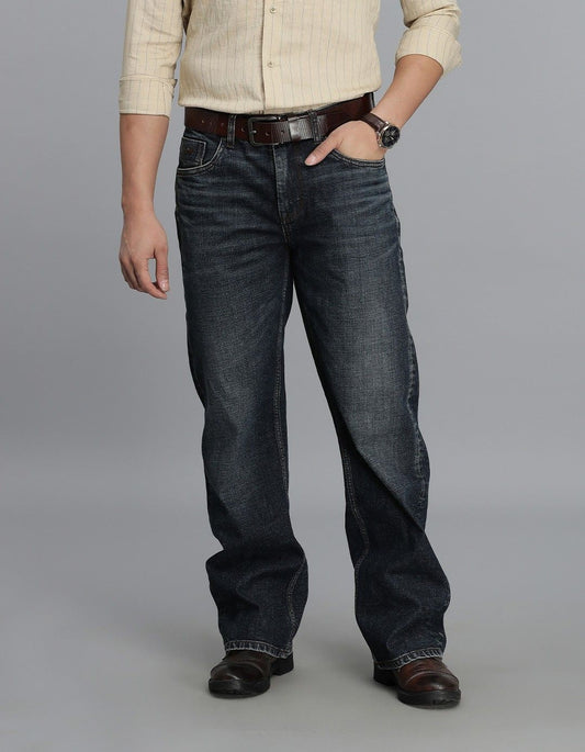 Dk Blue 5 Pocket Midrise Loose Fit Jeans