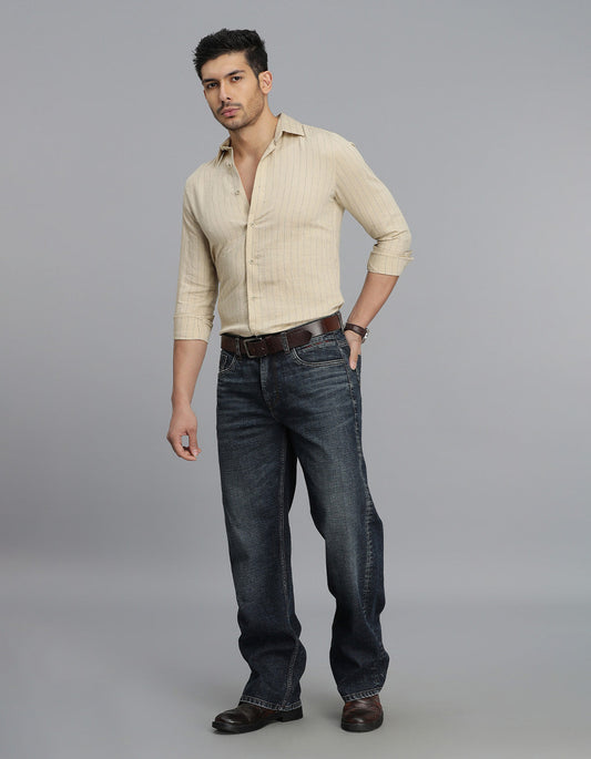 Dk Blue 5 Pocket Midrise Loose Fit Jeans