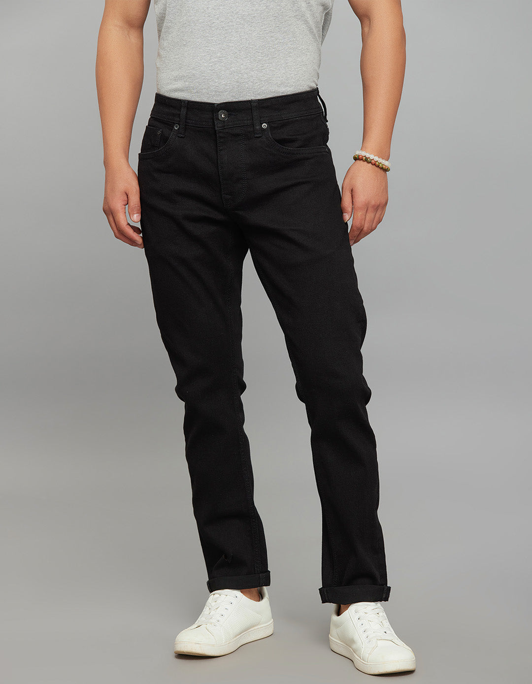 Black 5 Pocket Low-Rise Tapered Ankle Length Classic Stretch Jeans