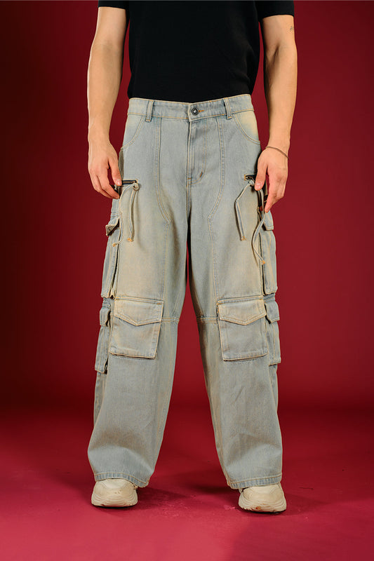 Yellowish Blue Denim Cargo